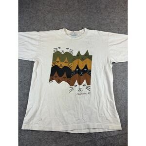 VTG Charleston SC Cat Graphic T-Shirt Mens L Abstract M Segal Art Single Stitch